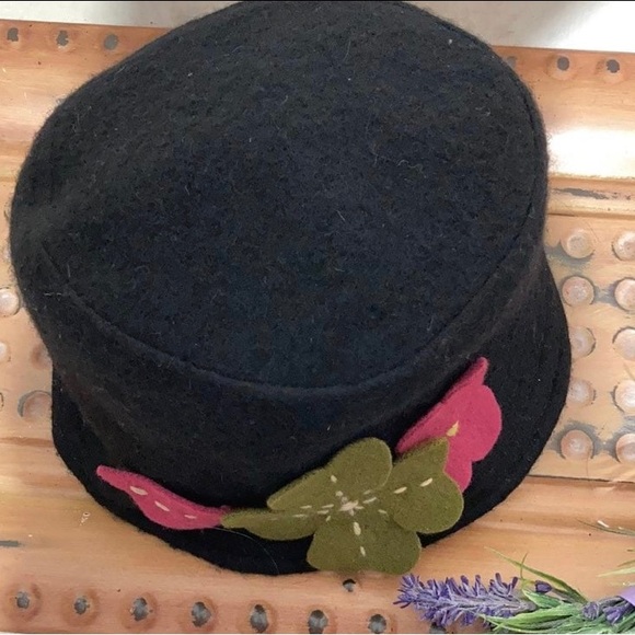 Charter Club 100% Wool Bucket Hat Floral Cottagecore Whimsygoth Fairy Grunge - Picture 5 of 7